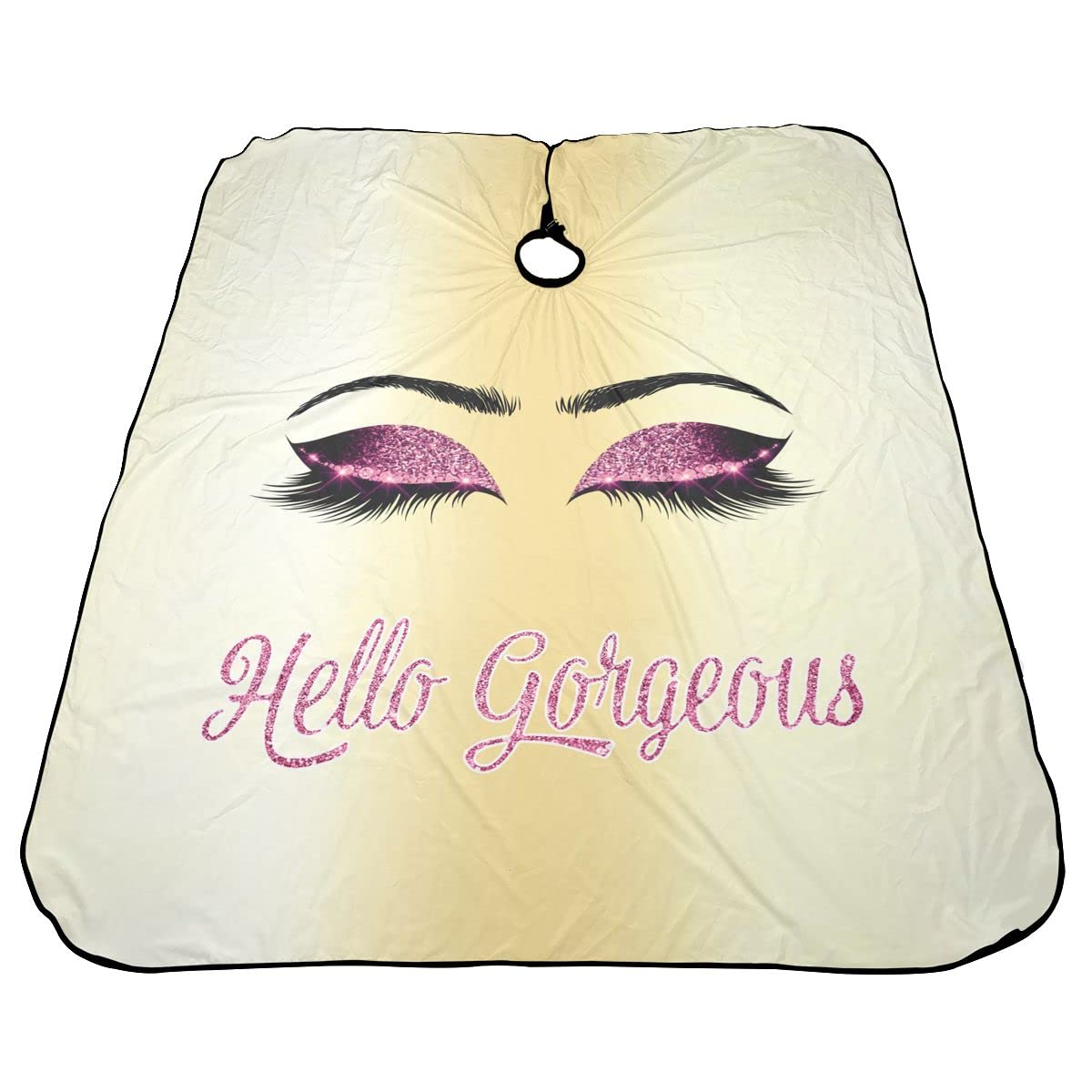 Carwayii Barber Cape Hello Girl Gorgeous Pink Eyelash Glitters Professional Salon Apron Water Resistant Golden Yellow Hair Cutting Cape Anti-Static Barbershop Kits For Women 55''X66''