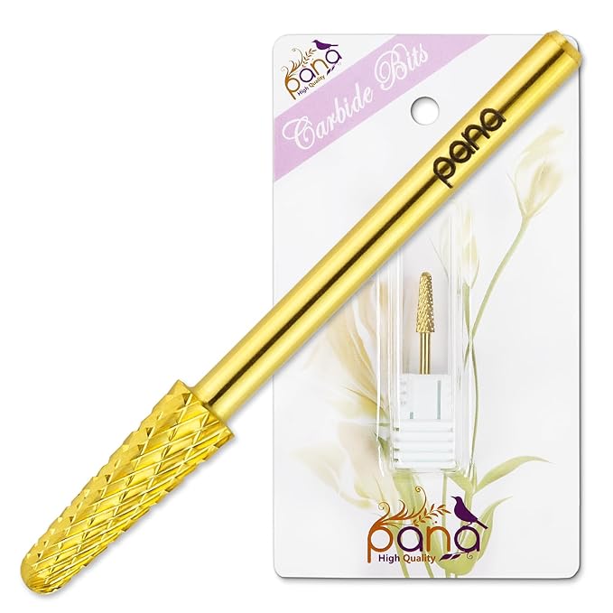 USA PANA Professional 3/32" Shank Size - Cone Shape Carbide Bit - Nail Drill Bit for Manicure Pedicure Tools Dremel Machine - Gold, Silver (Extra Coarse, Gold)