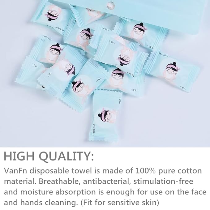 VanFn Disposable Towel, Compressed Towel, Mini Disposable Compressed Washcloth, Cotton Portable Disposable Compressed Towels Perfect For Travel, Home & Outdoor Activities, Nacai Series (100PCS)