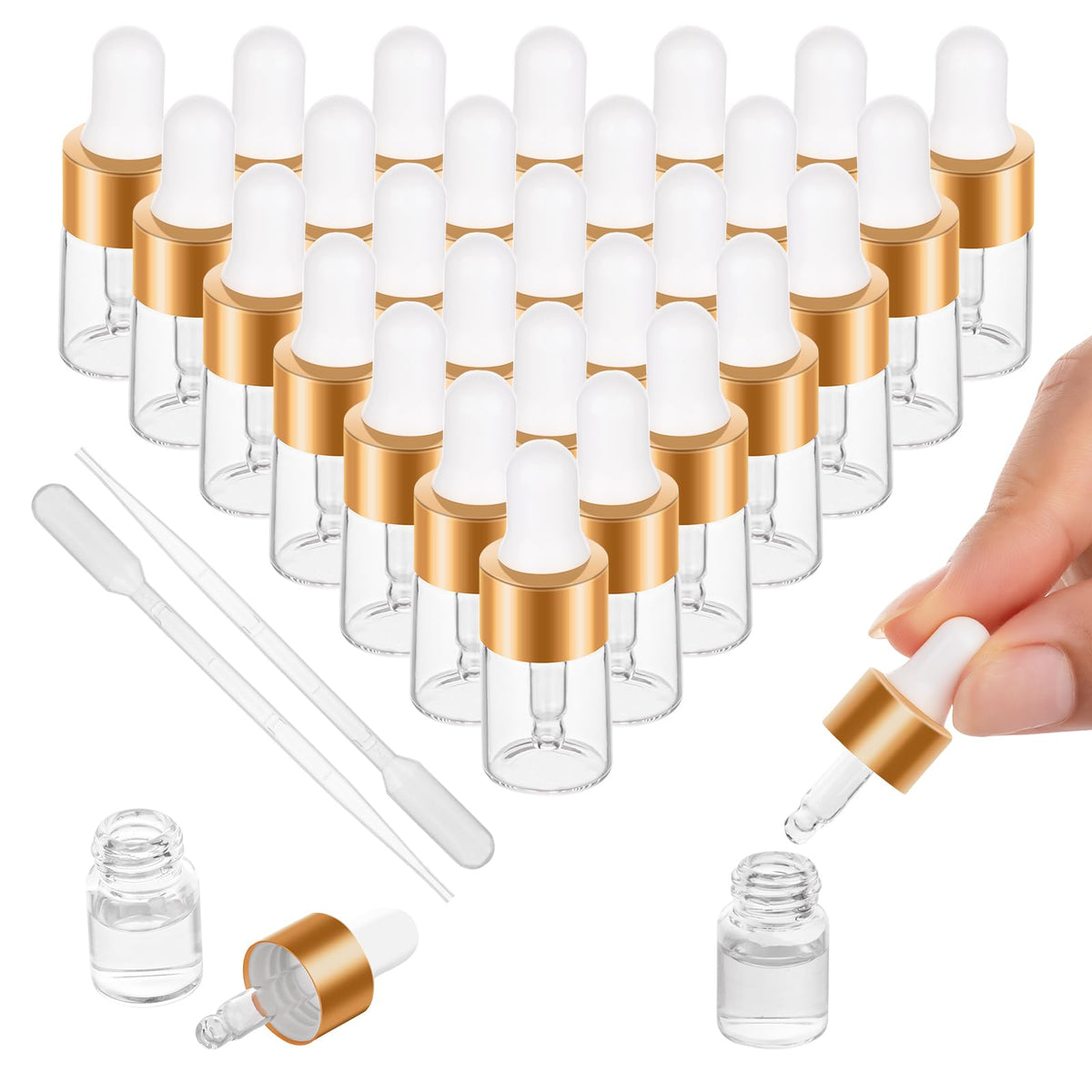 COTOM 100 Pack 10ml Mini Dropper Bottle for Cuticle Oil