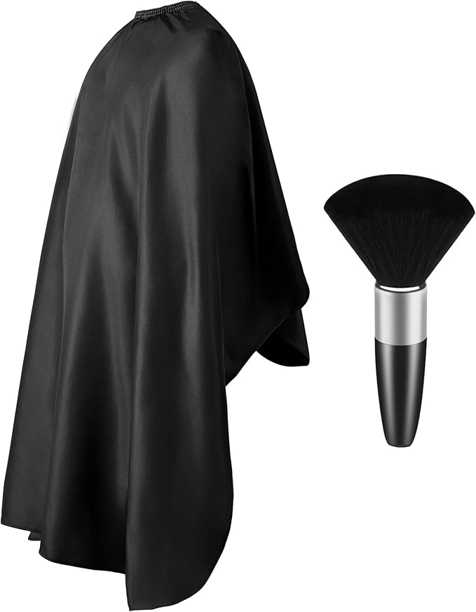 ULG Professional Hair Cutting Cape with Neck Duster Brush Waterproof Extra Large Size Salon Barber Cape Haircut Cape for Men Women and Kids, 57”×72” Full Body Coverage, Black