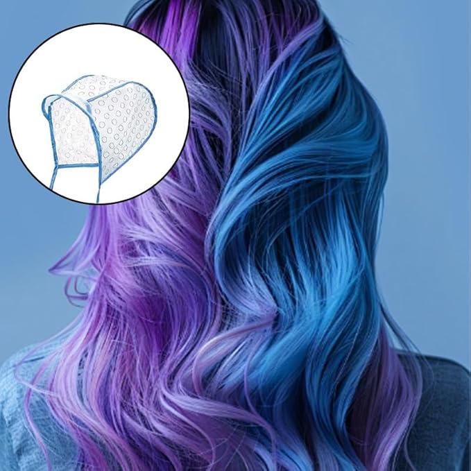 15 Pcs Hair Highlighting Cap Kit Hair Dye Caps with Dye Brushes Hair Highlighting Needles Crochet Hooks Dye Shawl Disposable gloves for Shawl Salon DIY Hairdressing(Blue)