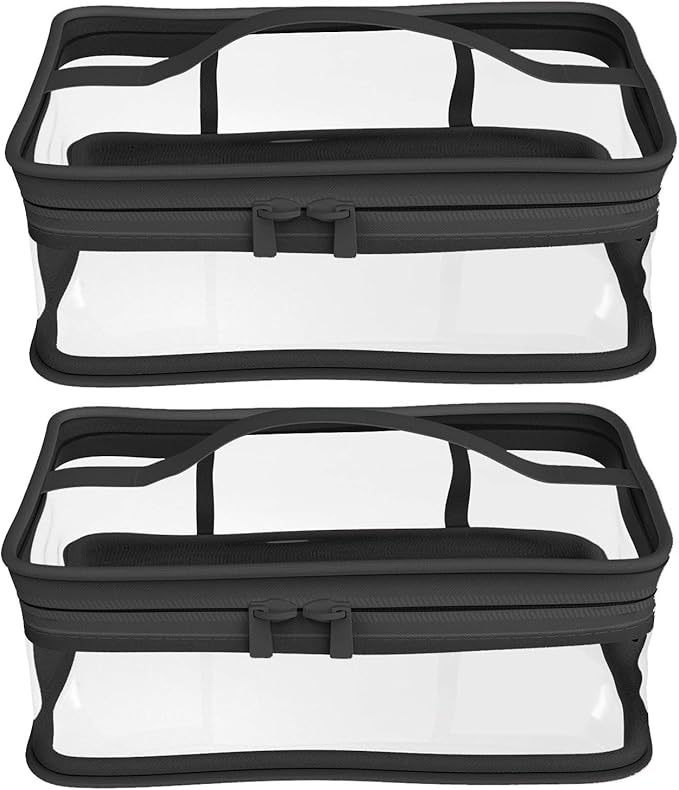 Black Makeup Bag Zipper Waterproof Portable Travel Storage Pouch 2 Pcs