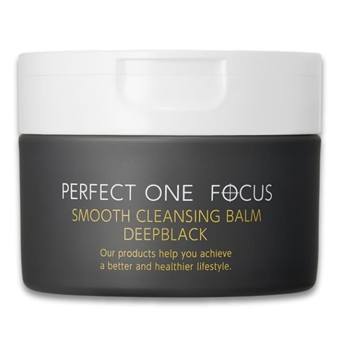 PERFECT ONE FOCUS Smooth Cleansing Balm Deep Black–Makeup Remover Balm with Charcoal & Gold Vitamin C, Helps Clear Pore Clogs,Hydrating Ceramides,Gentle Face Cleanser,Waterproof Mascara Remover–2.64oz