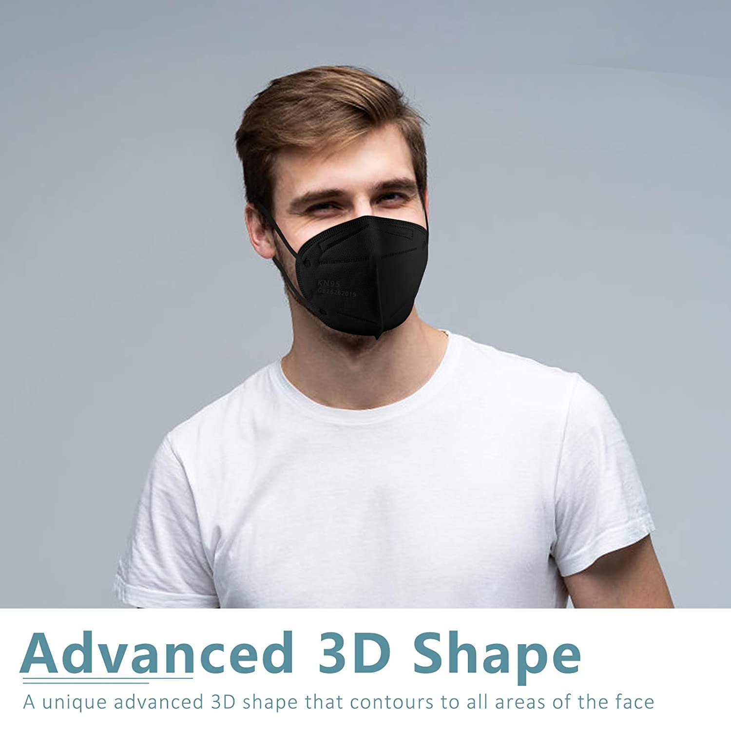 ChiSip KN95 Face Mask 40 Pcs, 5-Ply Cup Dust Safety Masks, Breathable Protection Masks Against PM2.5 for Men & Women, Black