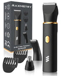 RAXMETRY Manscape Body Hair Trimmer for Men-3 in 1 Electric Razor Groin Groomer,IPX7 Waterproof,Versatile Hair Trimmer for Ball/Pubic/Chest/Beard/Nose,USB-C Rechargeable,Gifts for Him Dad
