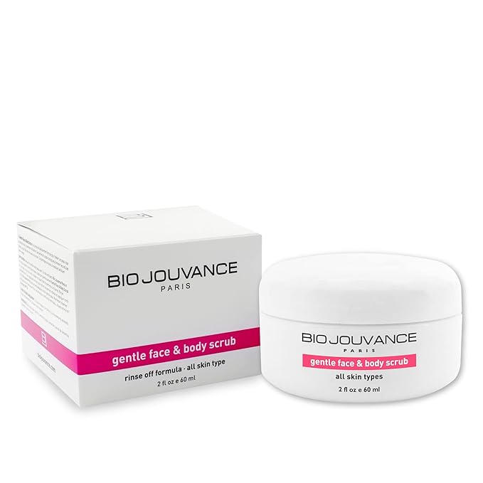 BIO JOUVANCE PARIS Gentle Face & Body Scrub 2 Oz (60ml) – Natural Jojoba Bead Exfoliating Scrub with Chamomile – For Face & Body – Smooths, Softens & Preps Skin for Better Absorption