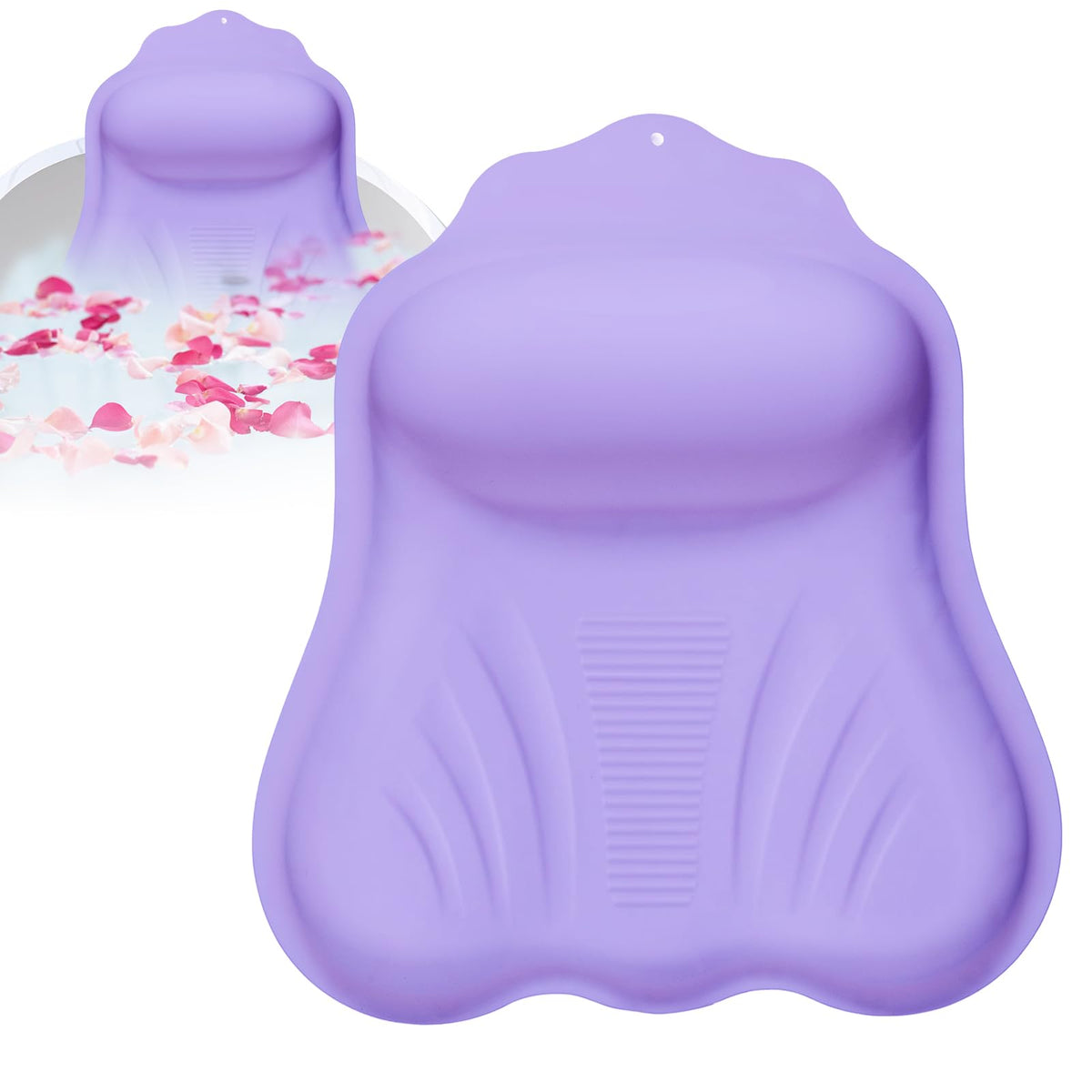 Luxury Silicone Bath Pillow for Tub, New Cloud-Soft 4D Air-Cushion Bathtub Pillow for Head and Neck & Back Support, Strong Suction Cups, Waterproof Quick-Dry Bathtub Headrest (White)
