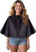 Noverlife Black Makeup Cape, Chemical & Water Proof Beauty Salon Shorty Smock for Clients, Lightweight Comb-out Beard Apron Shortie Make Up Bib Styling Shampoo Cape for Makeup Artist Beautician