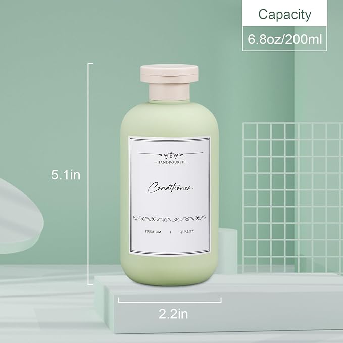 UMETASS 3 PACK Travel Shampoo Bottle, Empty Plastic Squeeze Bottles 6.8oz with Flip Cap, Lotion Container for Toiletries Travel Size Shampoo and Conditioner