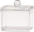 KW Collection Square Acrylic Cotton Ball Pads Gauze Swab Holder Organizer Q-tip Dispenser Storage Canister Bathroom Container Flossers Box Case (3.5 x 3.5 x 3 inches, Single Tier, Transparent)
