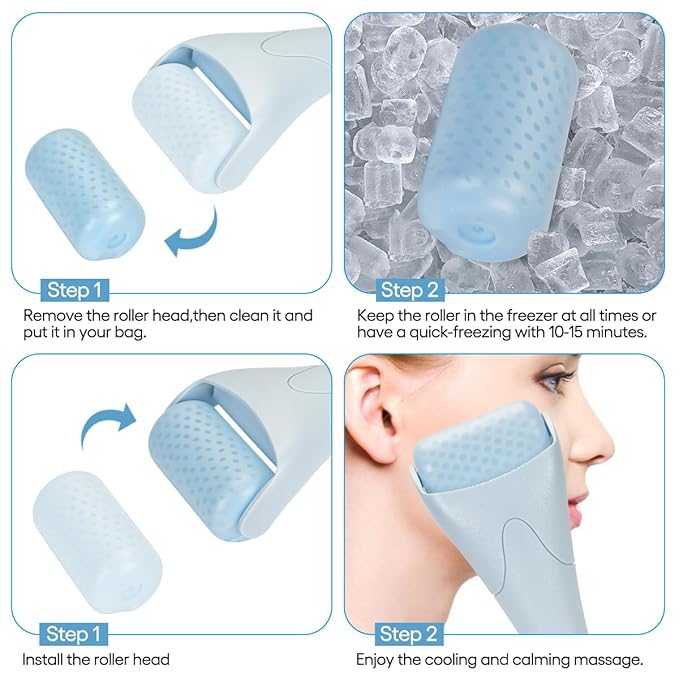 Ice Roller for Face,Eyes,Women Gifts Idea,Therapeutic Cooling to Tighten Brighten Complexion and Reduce Wrinkles,Massager Under Eye Puffiness,Migraine and Pain Relidf (Haze Blue)