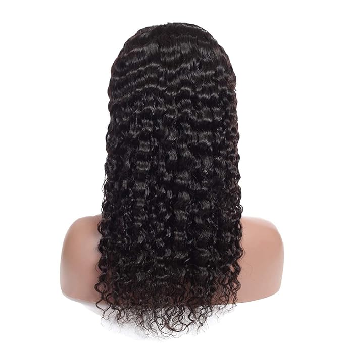 Aiterina Headband Wig Deep Wave Human Hair Virgin Hair Wigs 14 Inch None Lace Front Wigs for Black Women Deep Wave Machine Made Wig Natural Color