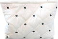 HAPPYHEIDI Aesthetic Quilted Makeup Bag Cosmetic Travel Pouch Purse Organizer, Canvas Lined, Cute Embroidery Diamond Dots Creamy White Silky Polyester