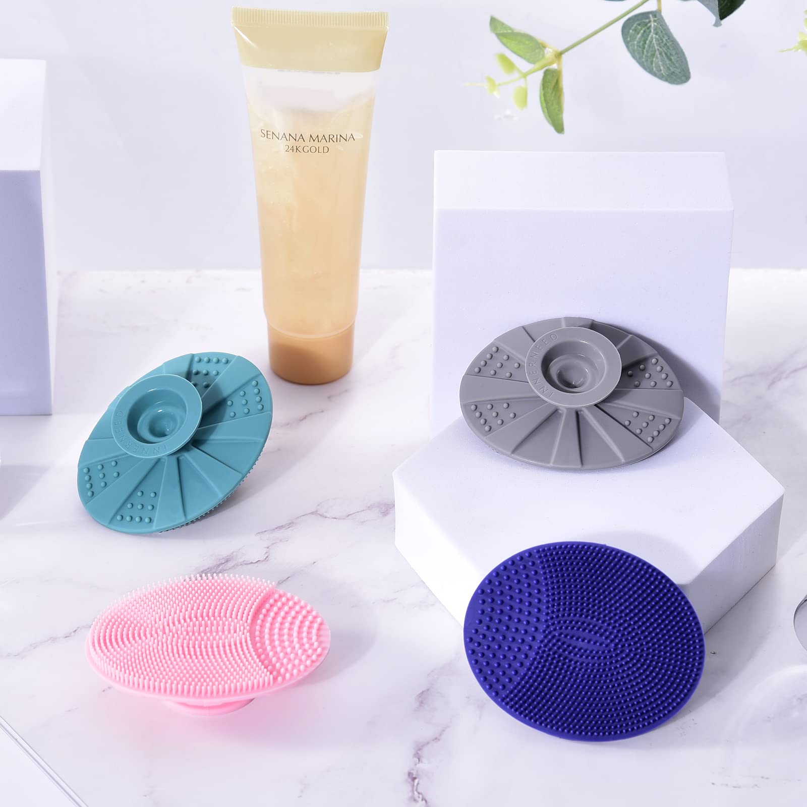 Soft Silicone Facial Cleansing Scrubber Hygienic Face Brush, Pack of 4
