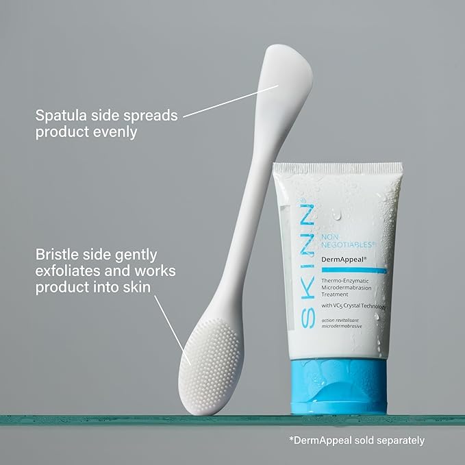 SKINN Pore Polishing Wand, Silicone Facial Cleansing Brush - Dual-Sided Face Scrubber with Gentle Deep Cleaning Exfoliation for All Skin Types - Manual Pore Cleansing Tool for Women & Men - BPA-Free