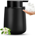 AZMOYAC Black Foaming Soap Dispenser - Modern Ceramic Foam Hand Soap Dispenser Bathroom, 12 Oz Facial Cleanser Dispenser Bottle with Foam Pump, Refillable Wash Dish Dispenser for Kitchen