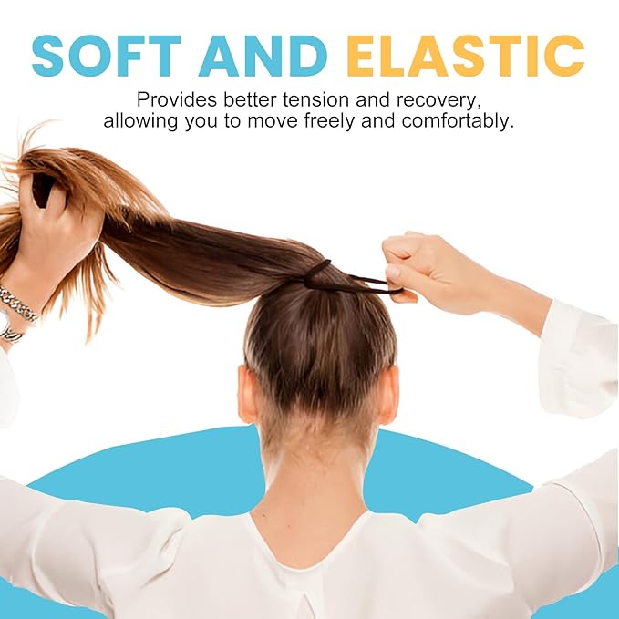 HOYOLS Brown Hair Ties, Seamless Ponytail Holders 100 pcs