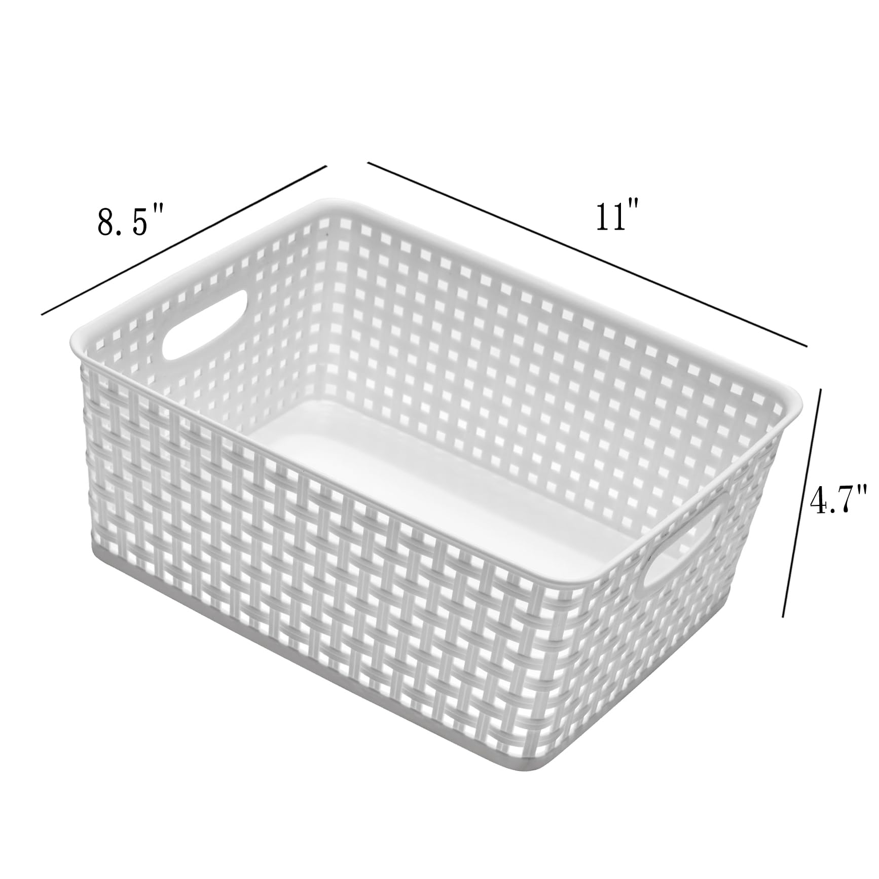 Eslite Plastic Storage Baskets for Organizing,11"X8.5"X4.7",Pack of 4 (White)