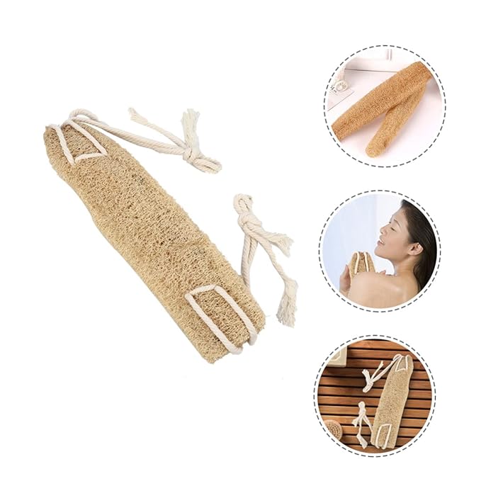 FRCOLOR Exfoliating Loofah Back Scrubber Strap for Shower Double-Sided Body Wash Tool for Deep Cleansing Natural Cotton Rope Back Washer for Easy Bathing for Men Women