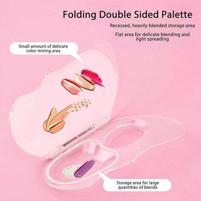Rowcay 2 Set Makeup Mixing Palette, Acrylic Collapsible Makeup Palette Tray, Handheld Nail Art Transparent Palettes with Stirring Spatula for Foundation Make-up, Makeup Artist and Beginner
