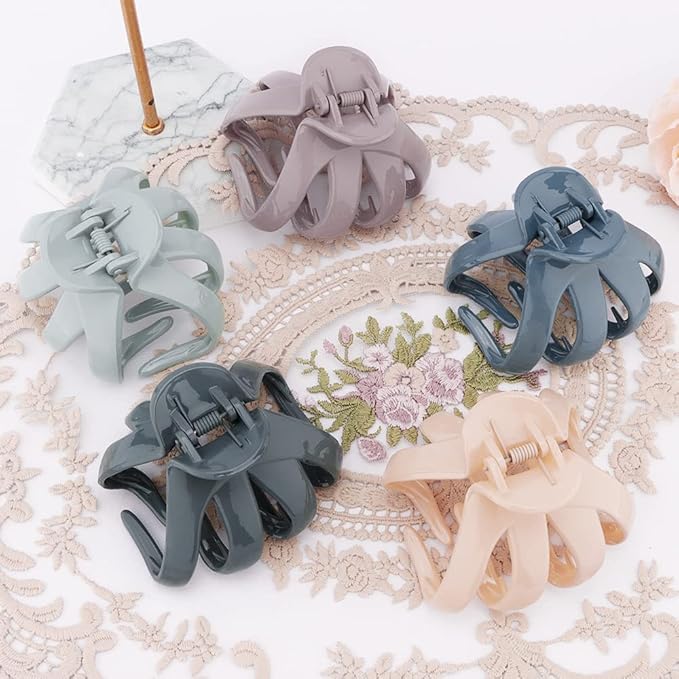 Atoden Claw Clips for Thick Hair 5Pcs, Large Hair Clips for Women, Octopus Hair Clips, Strong Grip Jumbo Jaw Clips, Girls Hair Styling Accessories, 3.15"