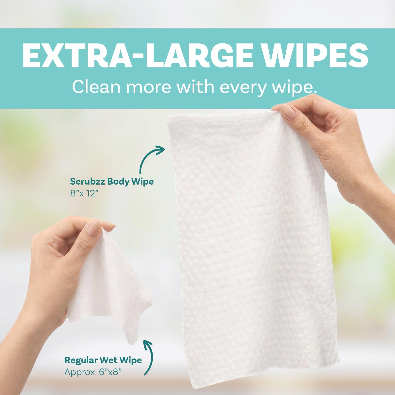 Adult Wipes for Elderly, Extra Large 8” x 12” – Thicker, Premium & Extra Moist No Rinse Whole Body Bathing & Incontinence Wipes – For Men and Women, Bed Bathing & Daily Hygiene – 400 Count