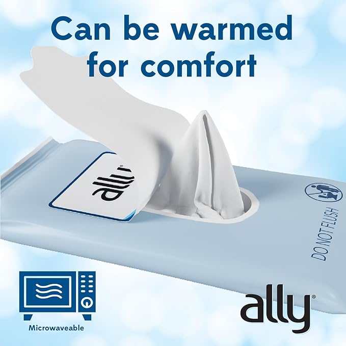 Ally Ultra-Thick Body Wipes with Aloe - No Rinse, Fragrance Free Bathing Wipes for Women, Men & Elderly - 96 Count (12 Pk of 8 Wet Wipes)