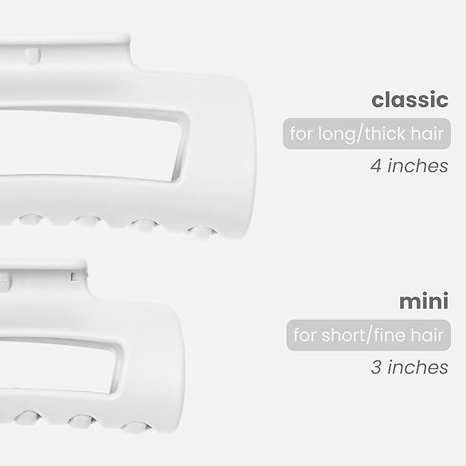 Mello Medium Hair Clip - Flexible Comfort Hair Claw for Women, Strong Hold for Thick & Thin Hair Styling, Durable Material, Matte Non-Slip Finish, Made in Korea, Patent Pending (White, Medium)