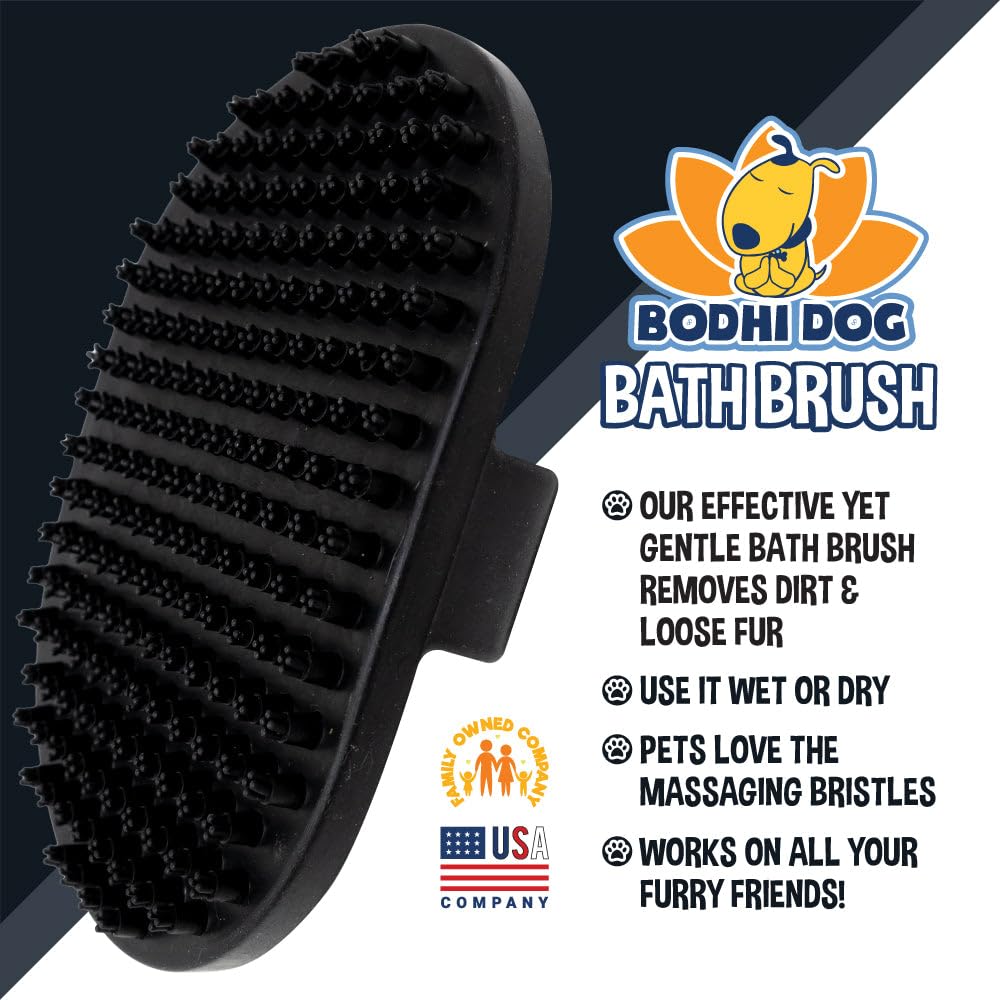 Bodhi Dog Shampoo Brush - Pet Grooming & Bath Supplies for Dogs and Cats - Bath Brush for Long & Short Hair - Premium Scrubber for Shower, Showerhead, Sprayer & Bathing (One Pack, Black)