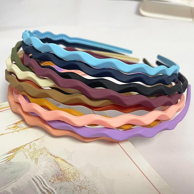 Springtime 12pcs Thin Headbands for Girls Women Colorful Skinny Plastic Hairbands 5mm Hard Teeth Head Band For Kids Hair Accessories for Teens