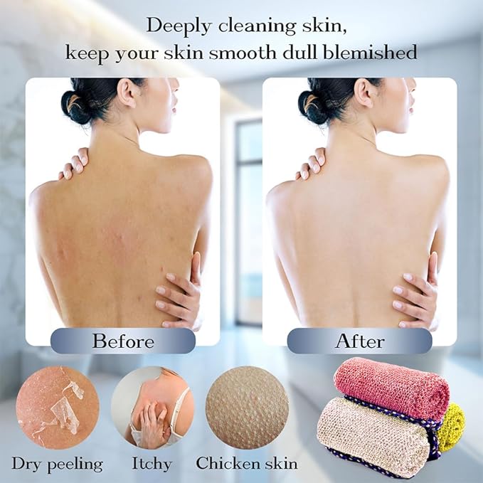 African Net Sponge Authentic - 3 Pcs Exfoliating Net Sponge with Mit Engmaschigem Design for Body & Back Scrubber, 31.5-Inch Long Bath Sponge for Shower, Skin Smoothing Washcloth (Pink, Yellow, White)