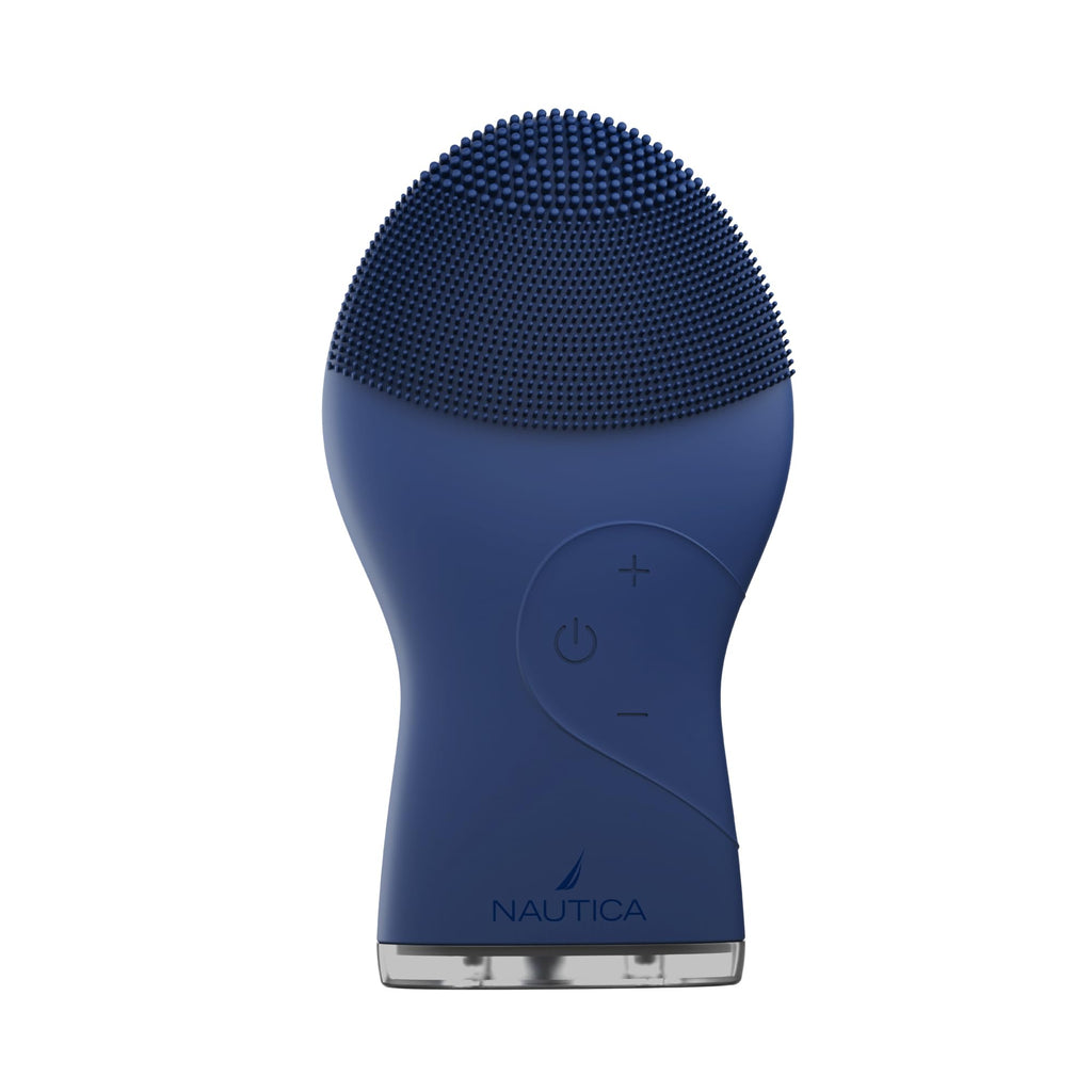 Nautica PC120 Facial Cleansing Brush Made with Ultra-Hygienic Soft Silicone, Waterproof, Rechargeable Vibrating Face Exfoliator Scrub Brush with Sonic Technology for Men & Women - Navy