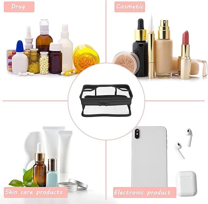 Black Makeup Bag Zipper Waterproof Portable Travel Storage Pouch 2 Pcs