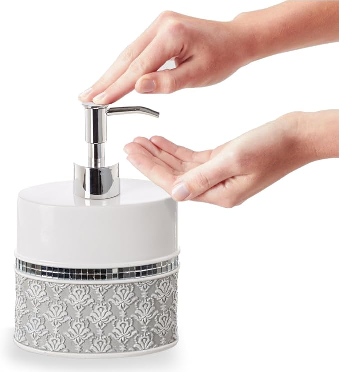 Creative Scents Mirror Damask 6 Piece Resin Bathroom Accessories Set