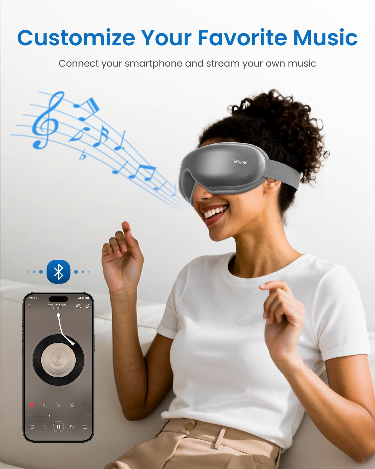 RENPHO Eyeris 1 Eye Massager with Heat, Birthday Gifts for Men and Women, FSA Eligible HSA, Smart Eye Mask for Head Tension and Screen Fatigue, Eye Strain