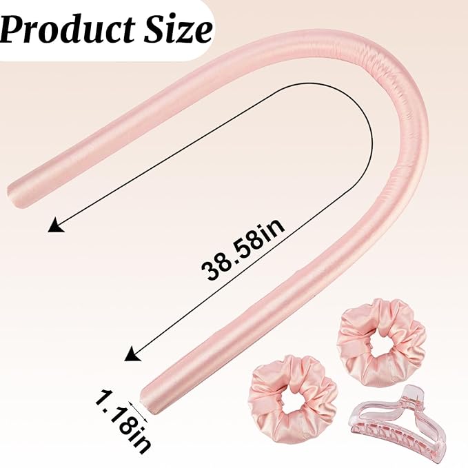 Heatless Curls Overnight,Hair Curlers to Sleep In,No Heat Satin Curling Rod Set Rollers,Sleeping Blowout Headband, Foam Curly Ribbon Styling Tool for Long Hair