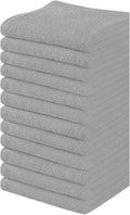Towel and Linen Mart 100% Cotton - 12 Pack Wash Cloth Set - Flannel Face Cloths, Highly Absorbent and Soft Feel Fingertip Towels (Silver, Pack of 12)