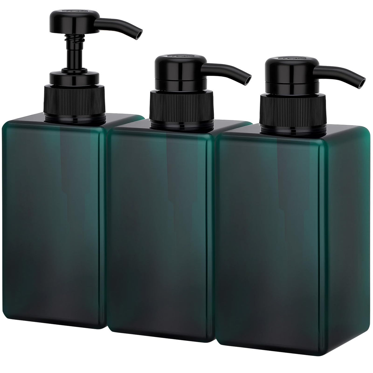 Suream 9.5oz Refillable Pump Press Bottles, Plastic Shampoo and Conditioner Dispenser, 280ml Reuable Cosmetic Empty Bottle, Bathroom Countertop Shower Dispensers for Body Wash, Hand Sanitizer, 3Pack