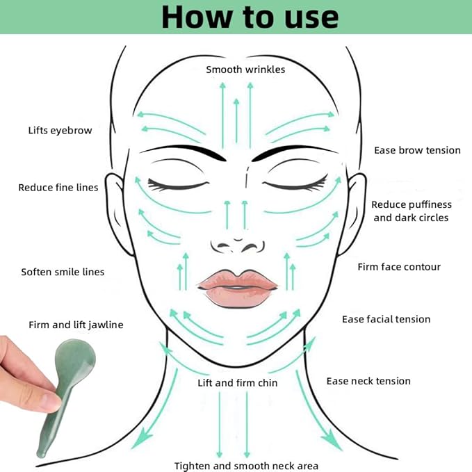 TOP SEWING Jade Gua Sha Massage Tools Facial Tool Natural Green Gua Sha Anti Aging Facial Skin SPA for Rejuvenate Skin Anti-Wrinkle Anti Aging