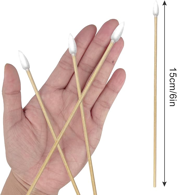 Garrelett 6-Inch Gun Cleaning Cotton Swabs | Pointed Tip Swabs with Bamboo Stick | for Firearm Maintenance, Makeup, Electronics, Crafts | Lint-Free & Reusable Case Included (Pointed Tips (500ct))