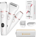 Bikini Trimmer for Women, 3-in-1 Waterproof Electric Shaver, Cordless Pubic & Body Hair Trimmer, Facial Shaver, Easy-Clean Razors with Ceramic Blade, Type-C Rechargeable, Led Display