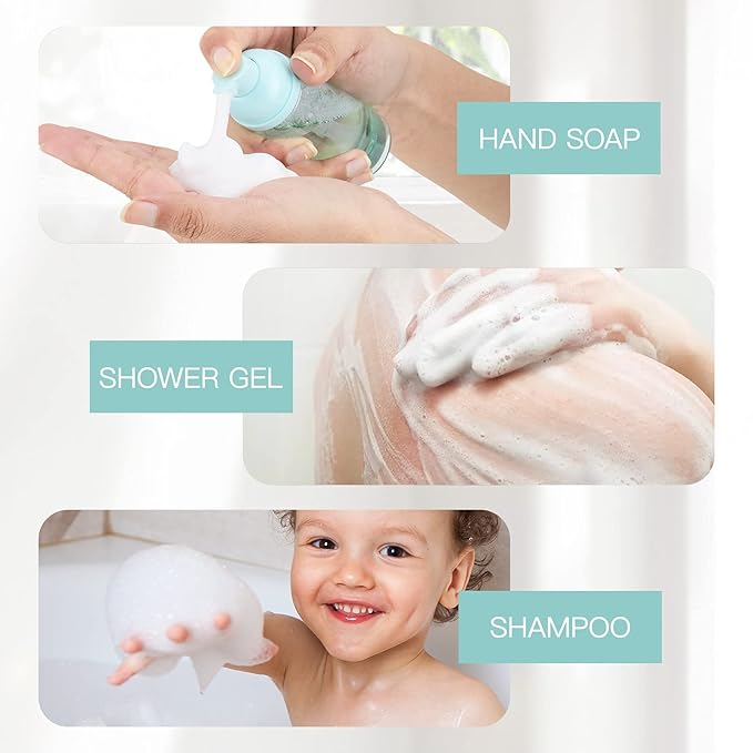 Owlyee Travel Foam Pump Bottle - 2oz Small Size Foaming Hand Soap Dispenser - Mini Portable Mousse Lash Shampoo Kit Container for Hair - Empty Leak Proof Plastic Green Foamer for Liquid Toiletry 3Pack