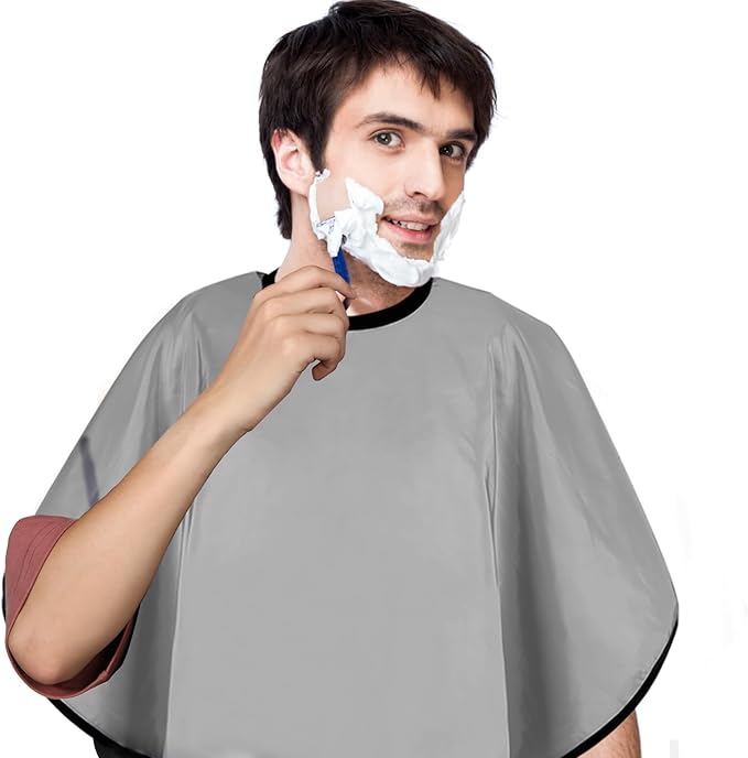 Short Barber Cape, Waterproof Nylon Salon Hair Cutting Cape, Makeup Artist Cape for Hair Dye, Comb-out, Styling, Shampoo (2, Grey)