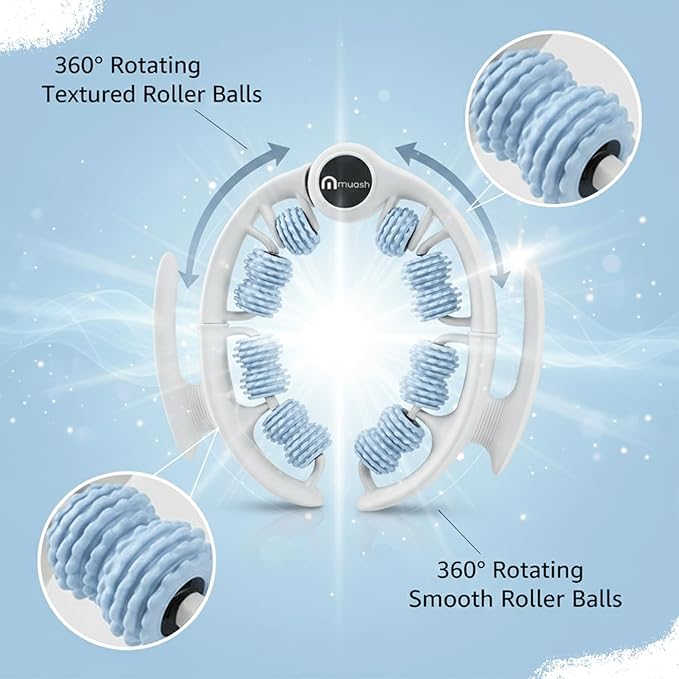 muash Anti-Cellulite Massage Roller for Legs & Body – Cellulite Roller & Cellulite Massage Tool with Deep Tissue Fascia Rolling for Lymphatic Drainage, Thighs & Buttocks (Blue)