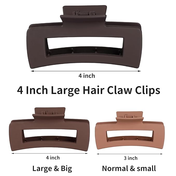 Sisiaipu 4.1 Inch Large Hair Claw Clips 12 Pcs Big Claw for Thick Hair Square Hair Clips Jumbo Jaw Clips Bulk Hair Accessories for women and Girls (Regular)