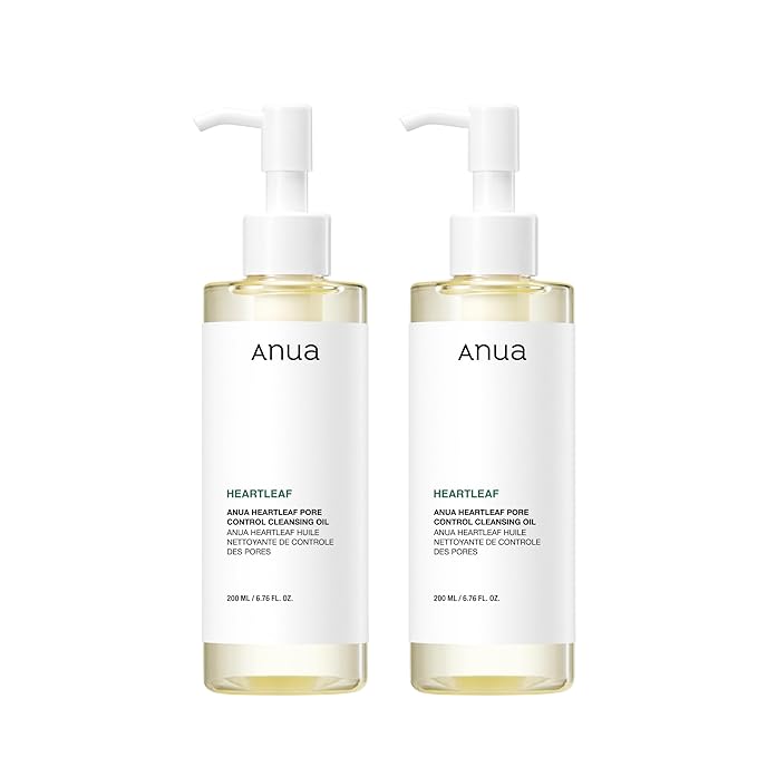 ANUA Heartleaf Pore Control Cleansing Oil, Oil Cleanser for Face, Makeup Blackhead Remover, Korean Skin Care 6.76 fl oz(200ml) (Pack of 2)