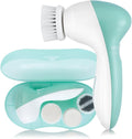 Facial Cleansing Brush for Women, 3-in-1 Face Cleanser and Exfoliator Brush with 3 Brush Heads, 2 Speeds, Battery Operated Waterproof Spin Brush, Portable Travel Case, Perfect Valentine's Day (Green)