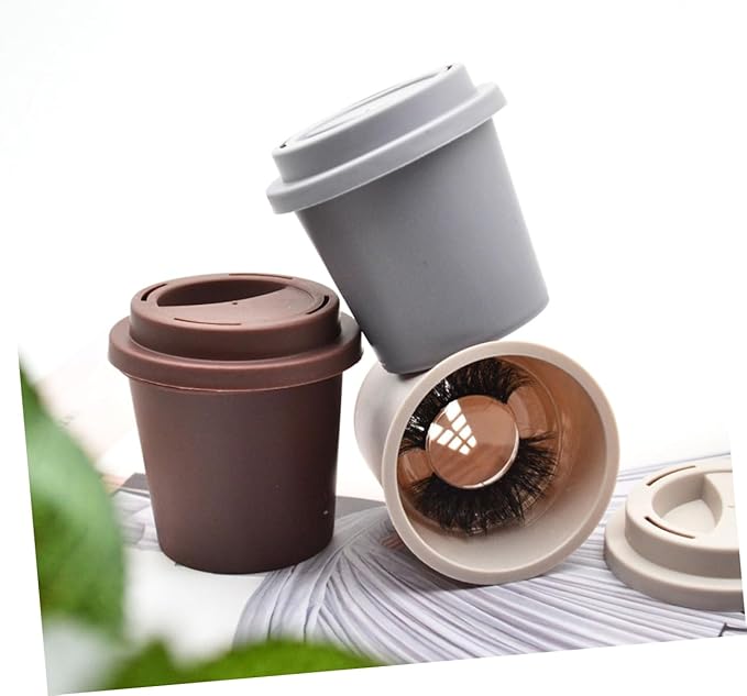3pcs False Eyelash Storage Box Durable Cases for False Eyelash Organization Portable Design Dark Brown Advanced Gray Oatmeal
