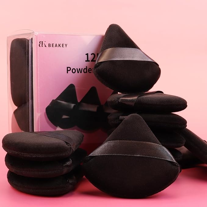 BEAKEY Powder Puff, 12pcs Face Triangle Powder Puffs for Loose & Foundation